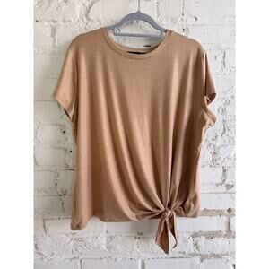 Simply Vera Vera Wang Gold Shimmer Tie-Front Short Sleeve Top Women’s XXL